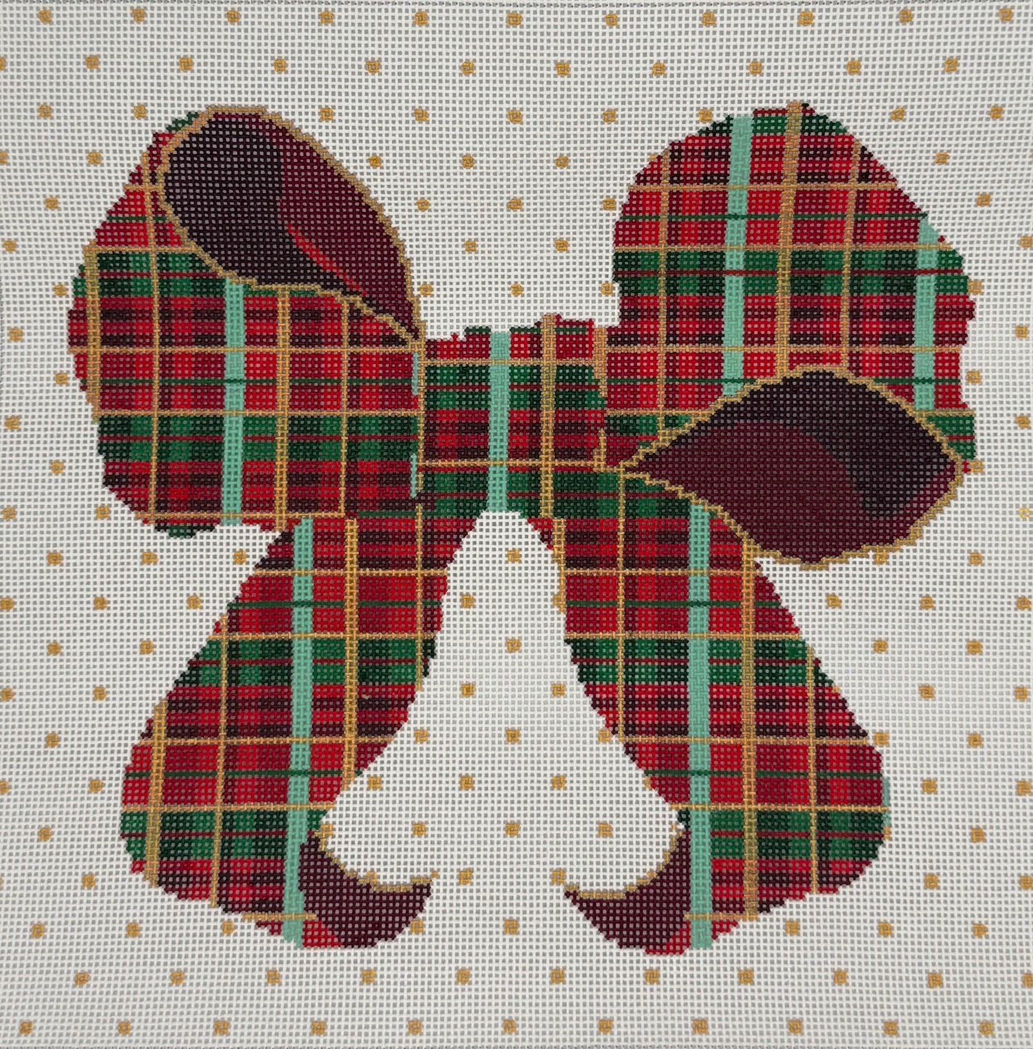 Plaid Bow with Polka Dots