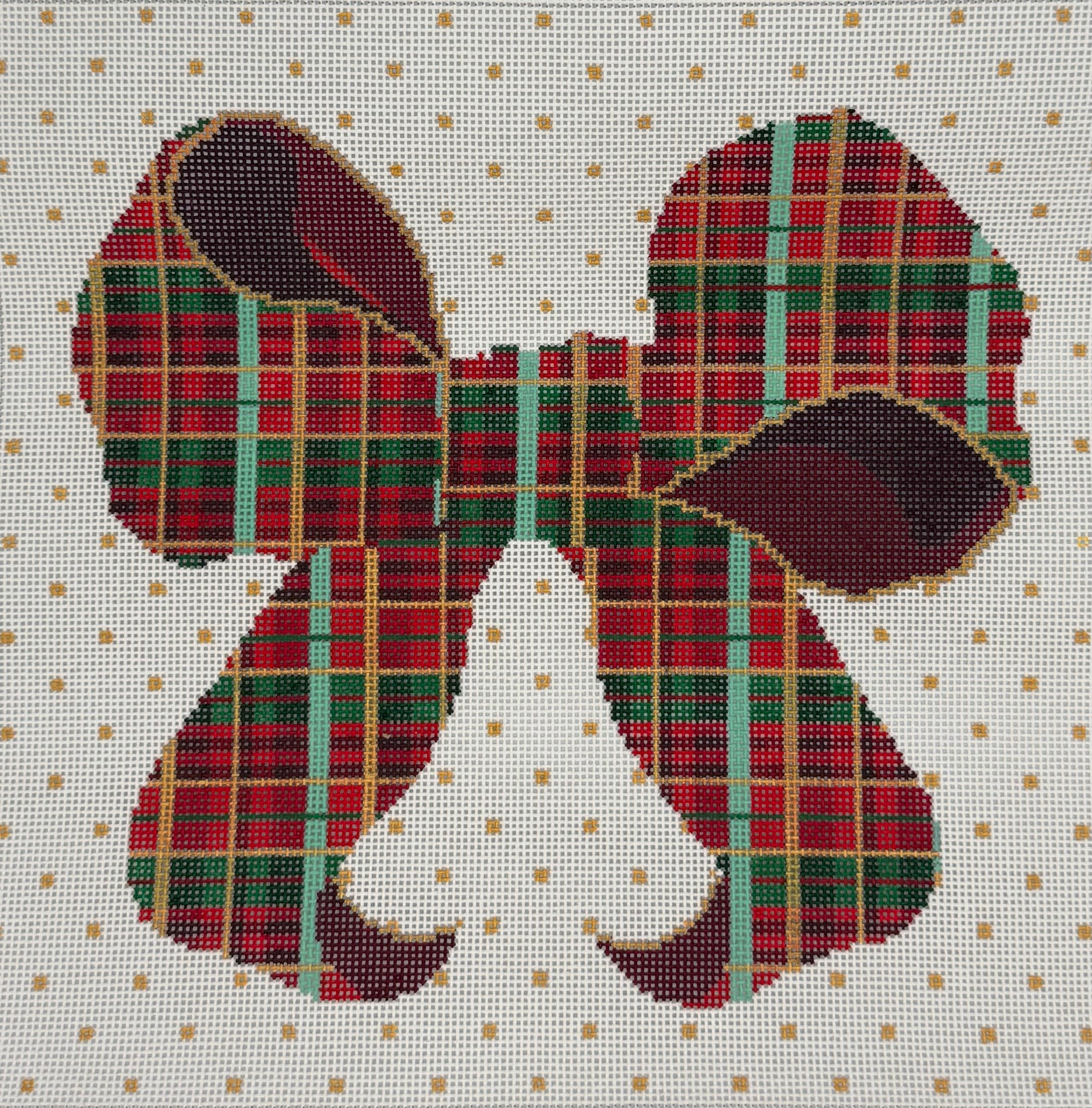 Plaid Bow with Polka Dots