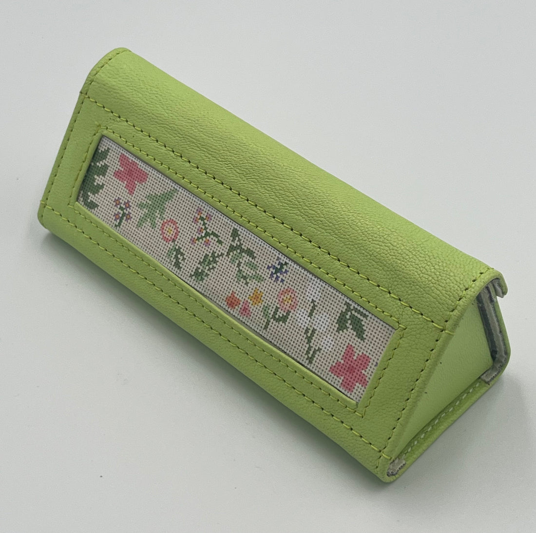 Eye Glasses Case - Lime Green Leather