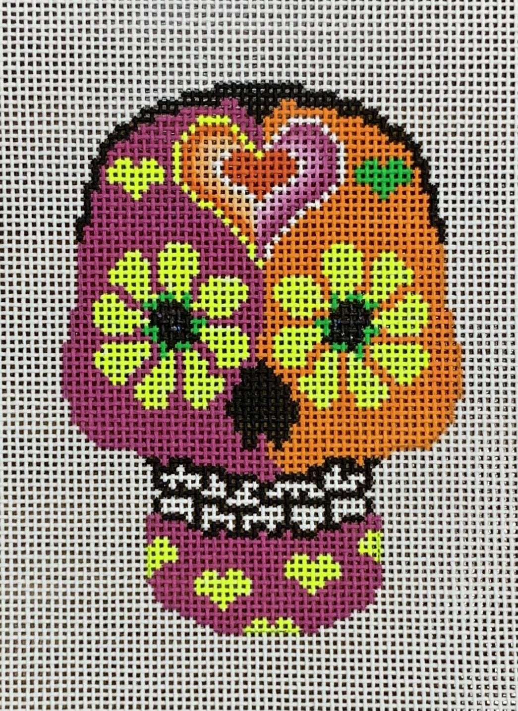 Purple &amp; Orange w/Yellow Eyes Sugar Skull