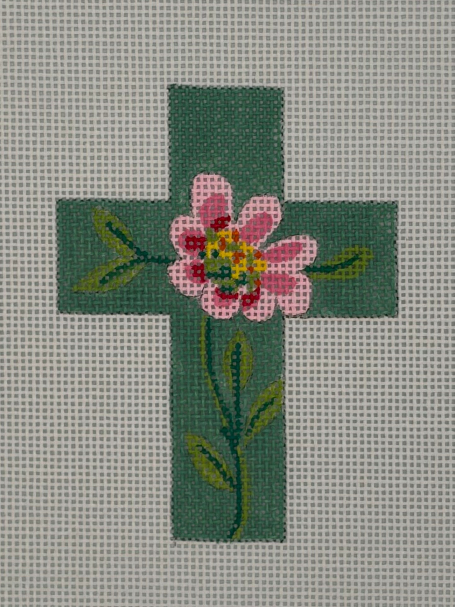 Green Cross w/ Pink Flower