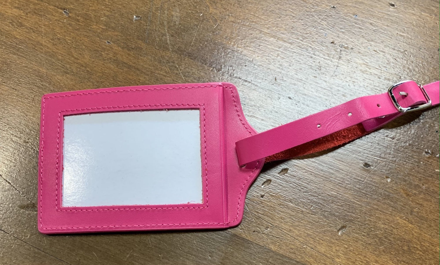 Leather Luggage Tag Pink