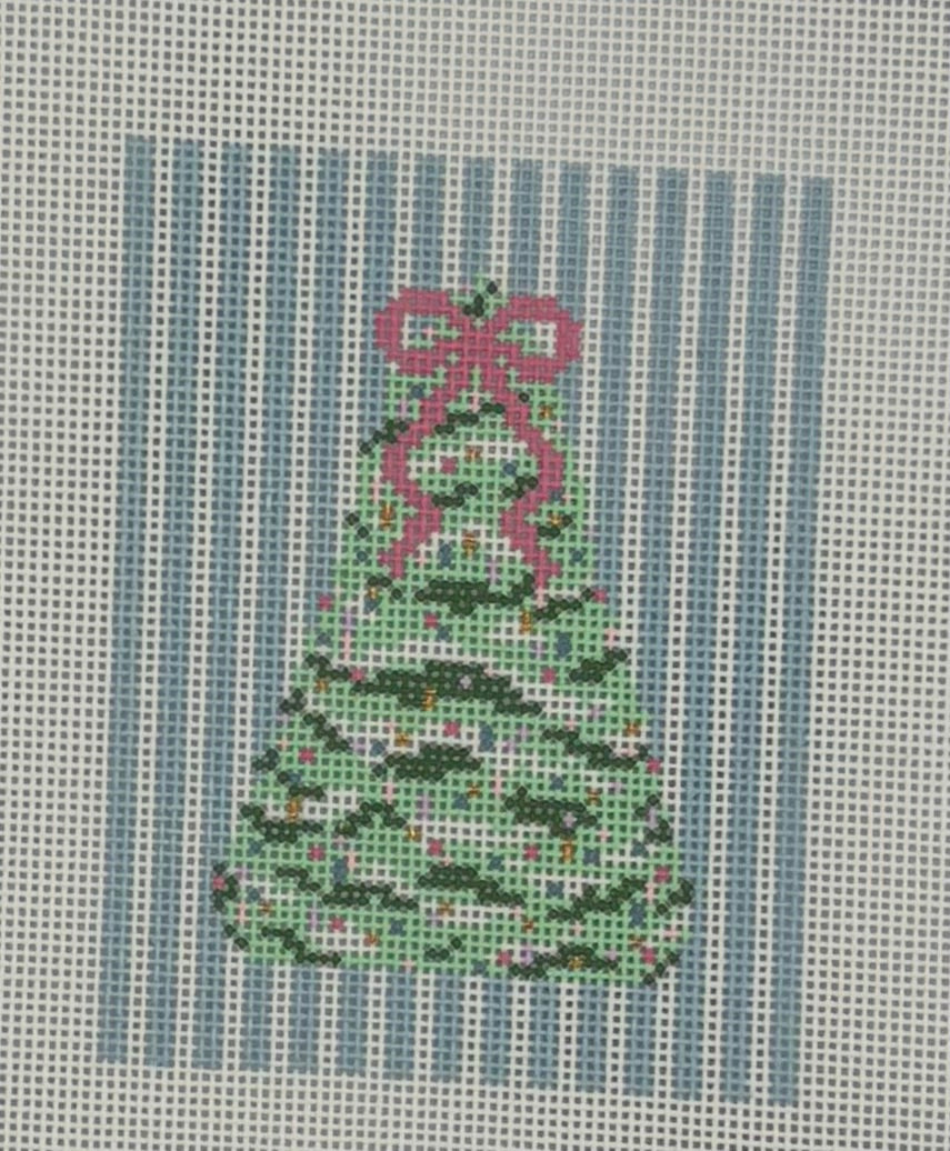 Pastel Christmas - Tree with Blue Stripes