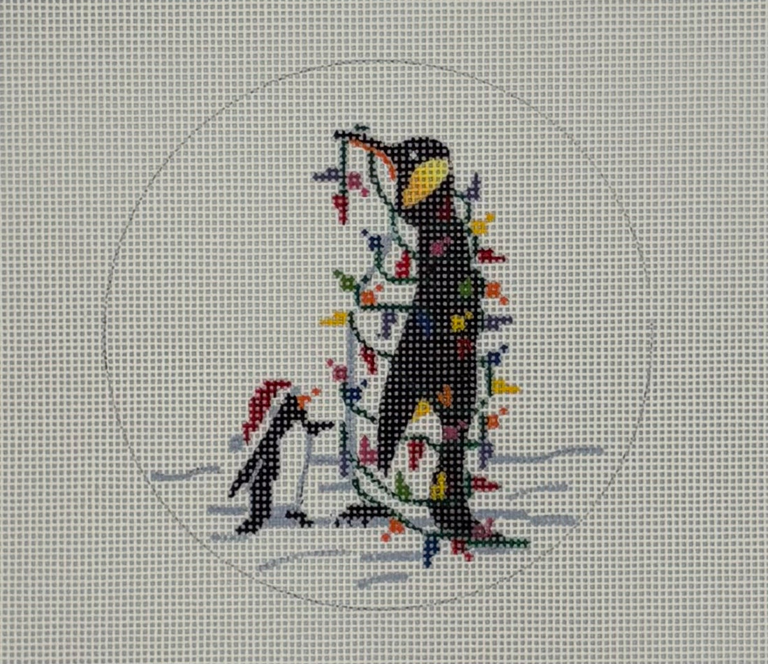 Penguin and Christmas Lights