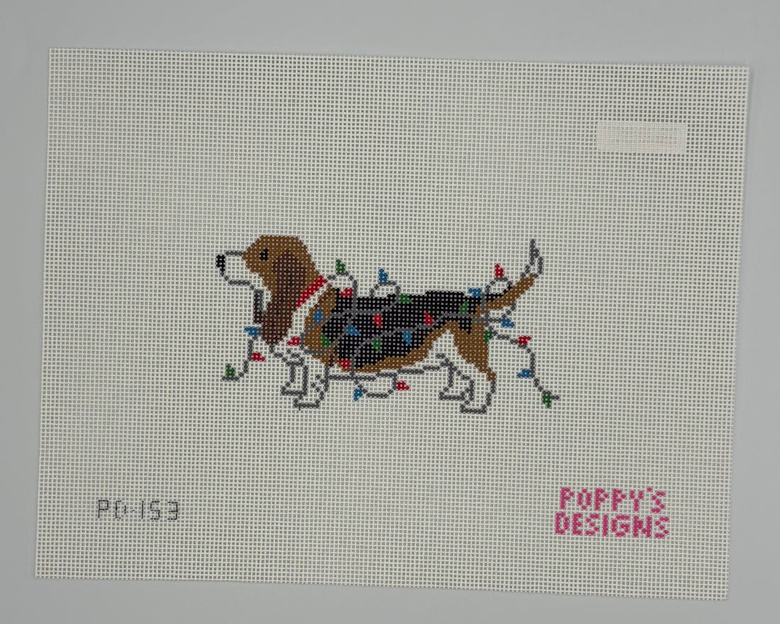 Christmas Lights - Basset Hound