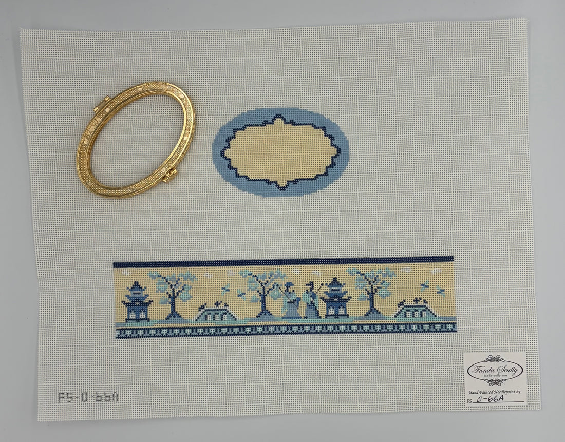 Blue and Cream Oval Hinged Box