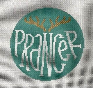 Reindeer Round - Prancer - Teal Background