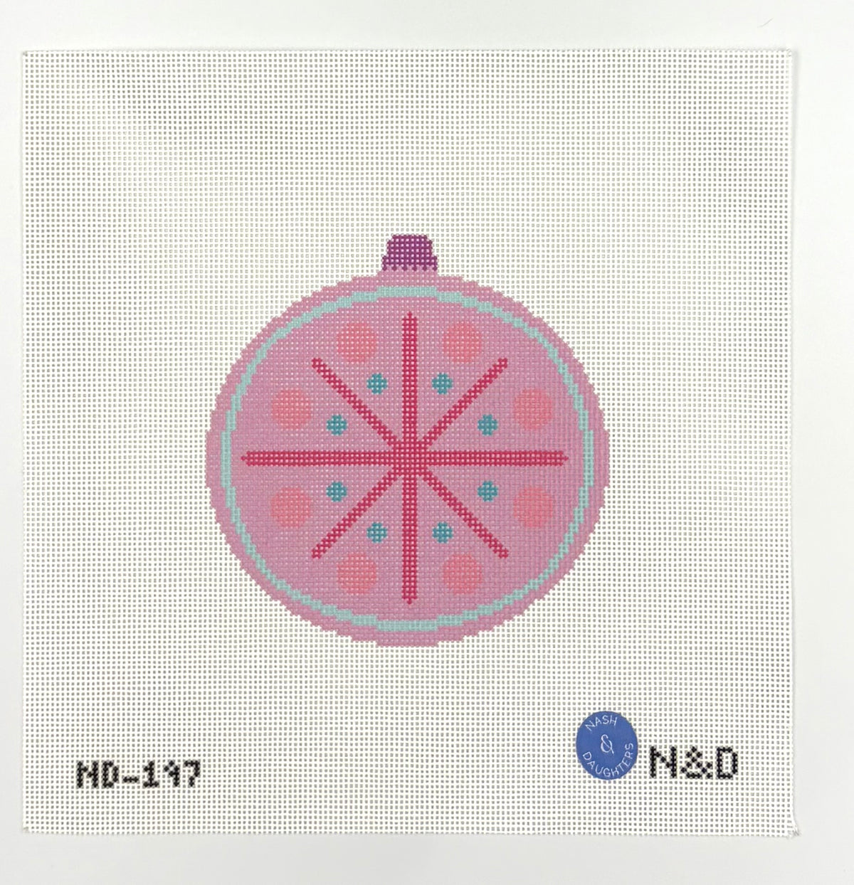 Mid Century Mod Ornament - Round Purple and Pink