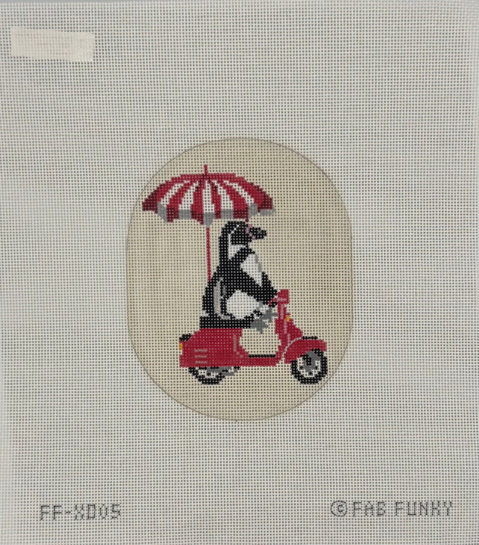 Penguin on Red Moped