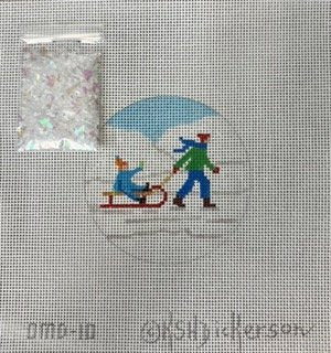 Snow Globe Child pulling toddler on sled