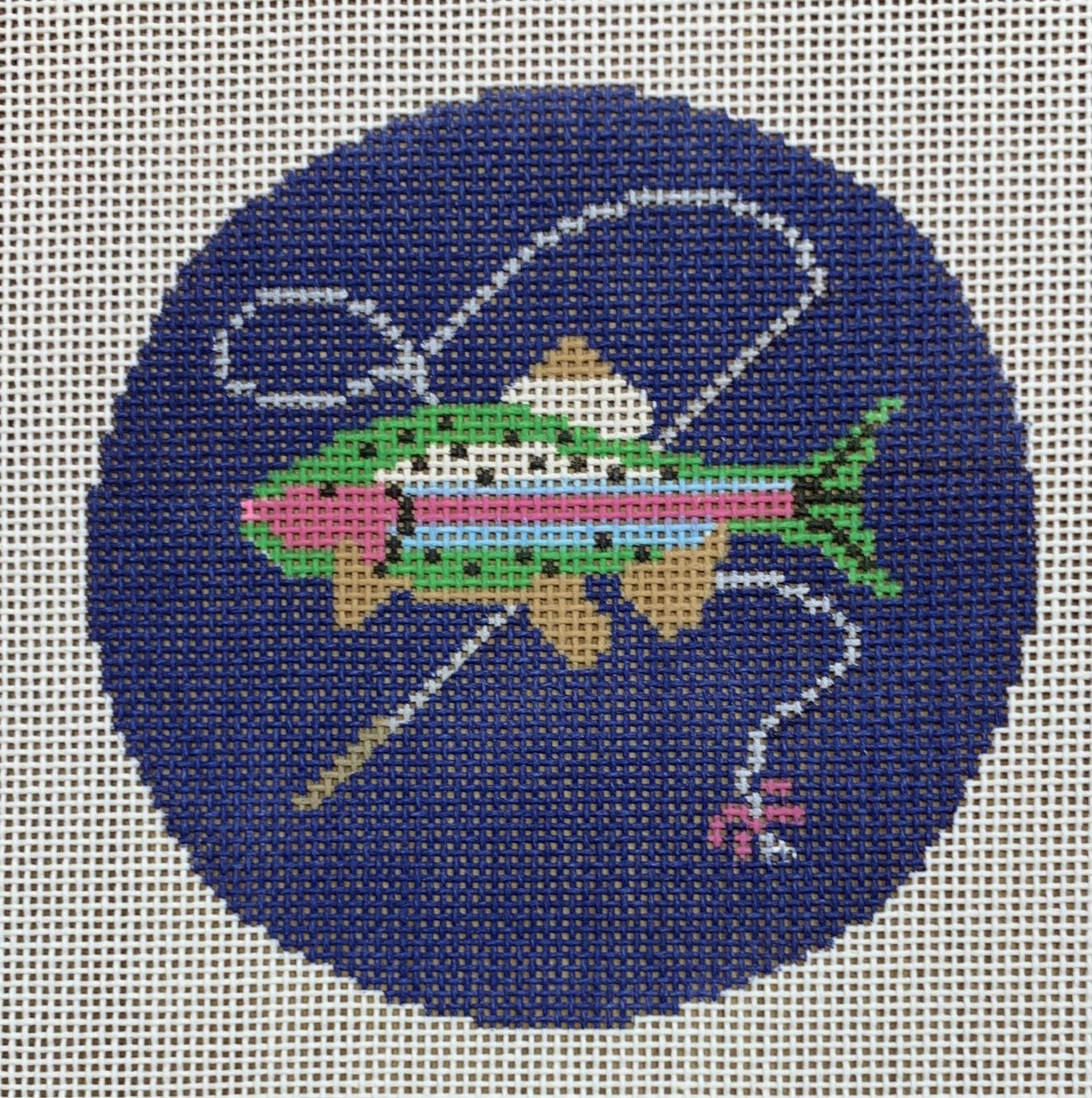 Fish w/Rod on Blue Ornament