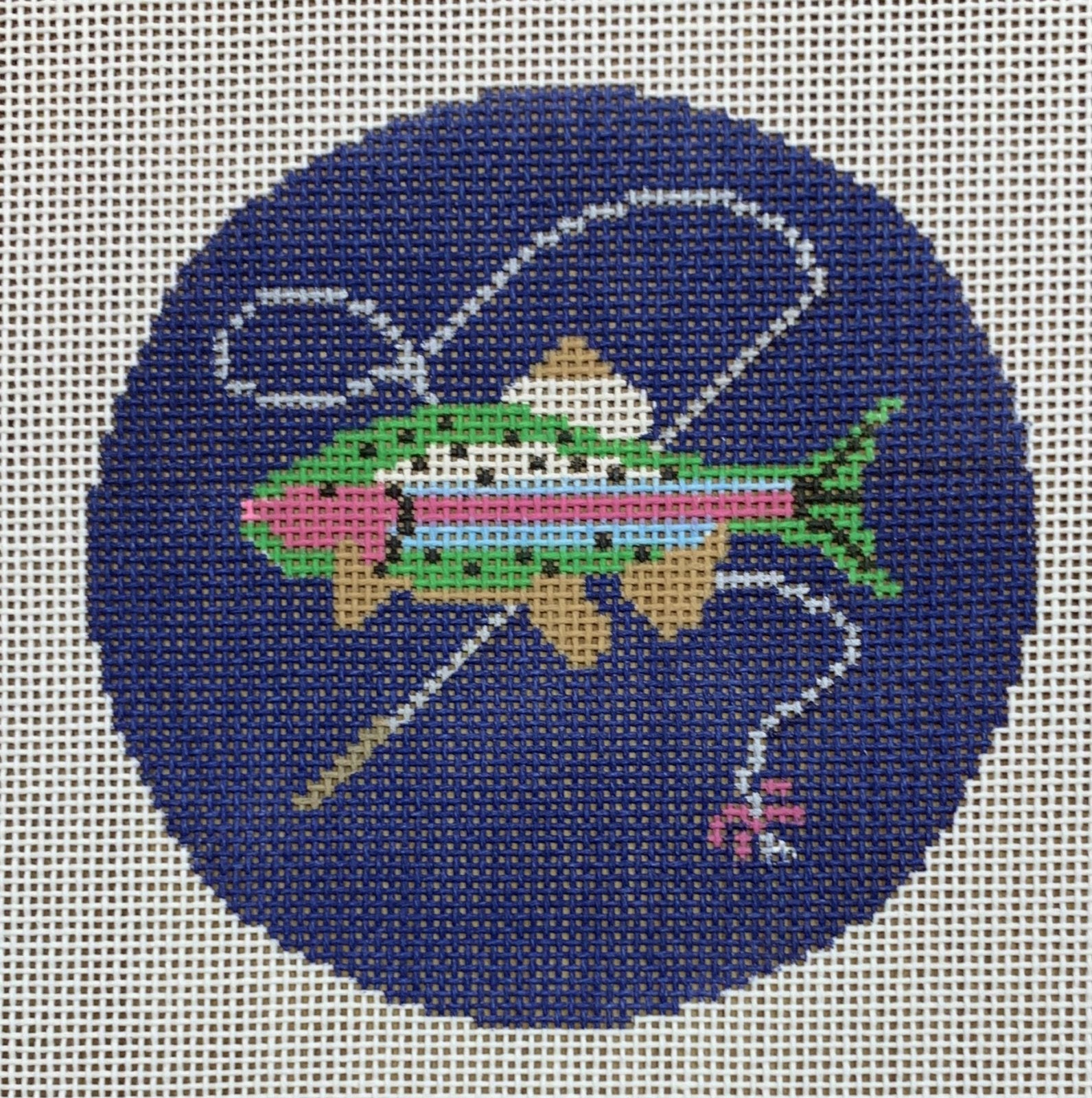 Fish w/Rod on Blue Ornament