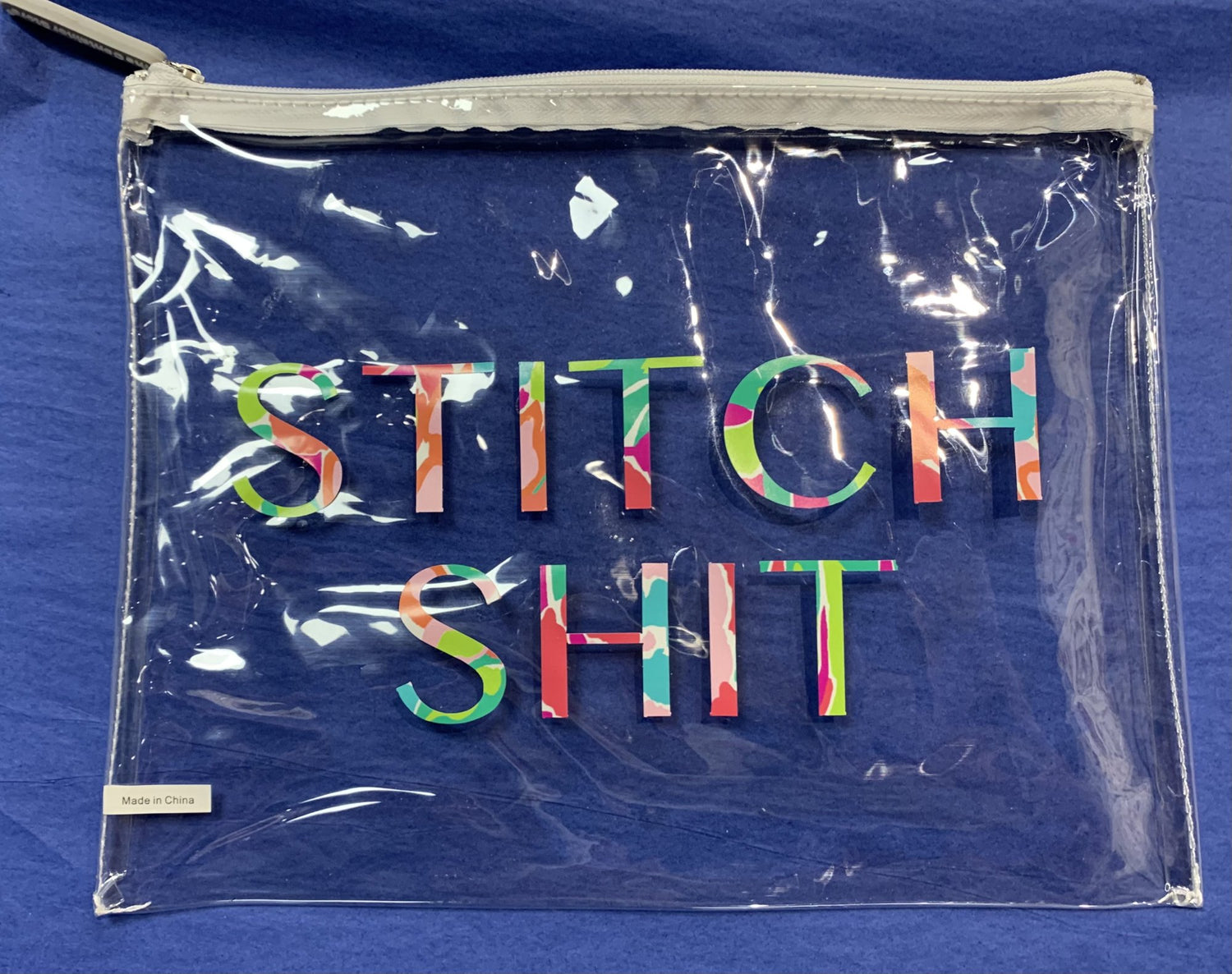 STITCH SHIT Project Bag (white zipper)