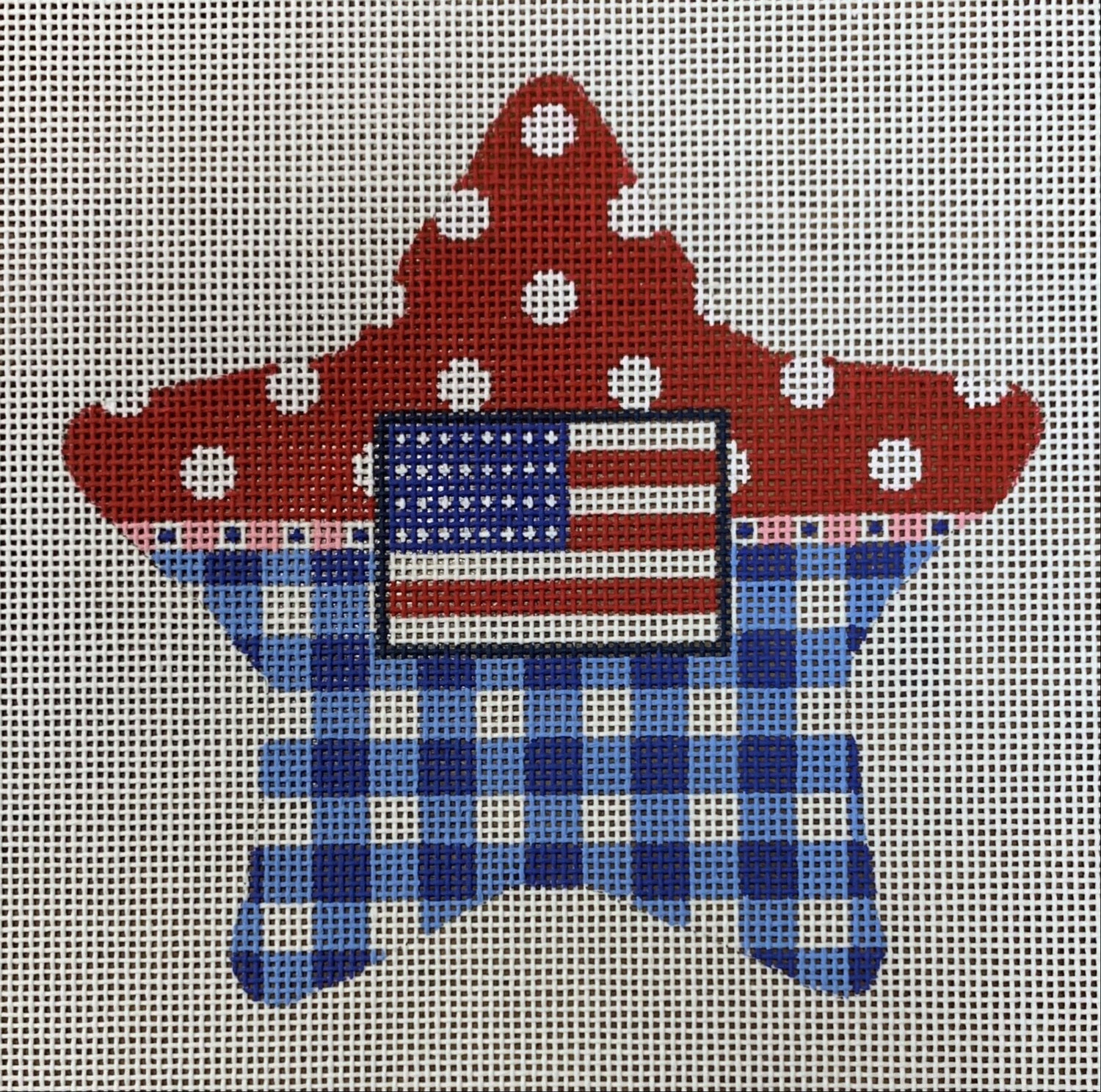 Patriotic Star - Blue Gingham