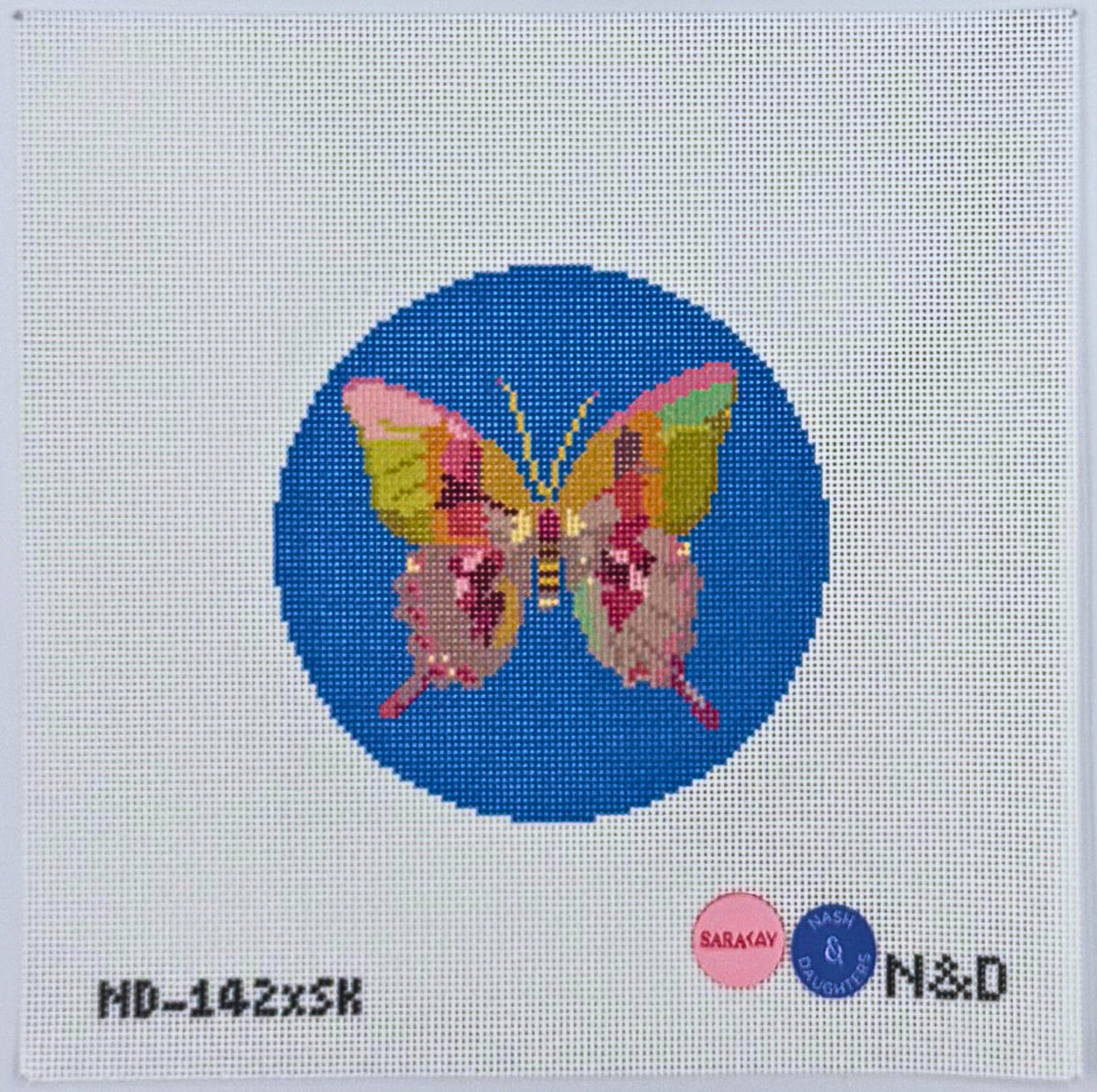 Gold &amp; Green Butterfly on Blue