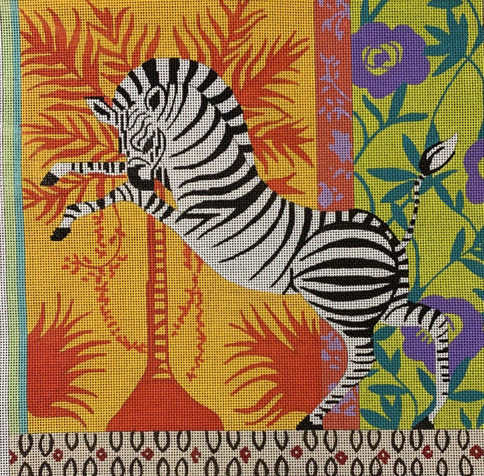 Zebra with Patterned Background