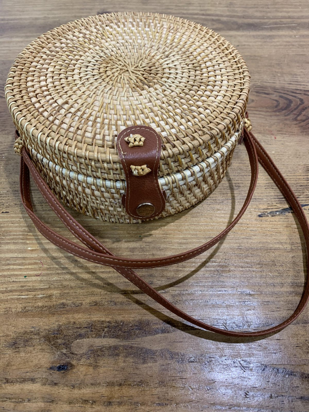 Rattan Round Natural Bag