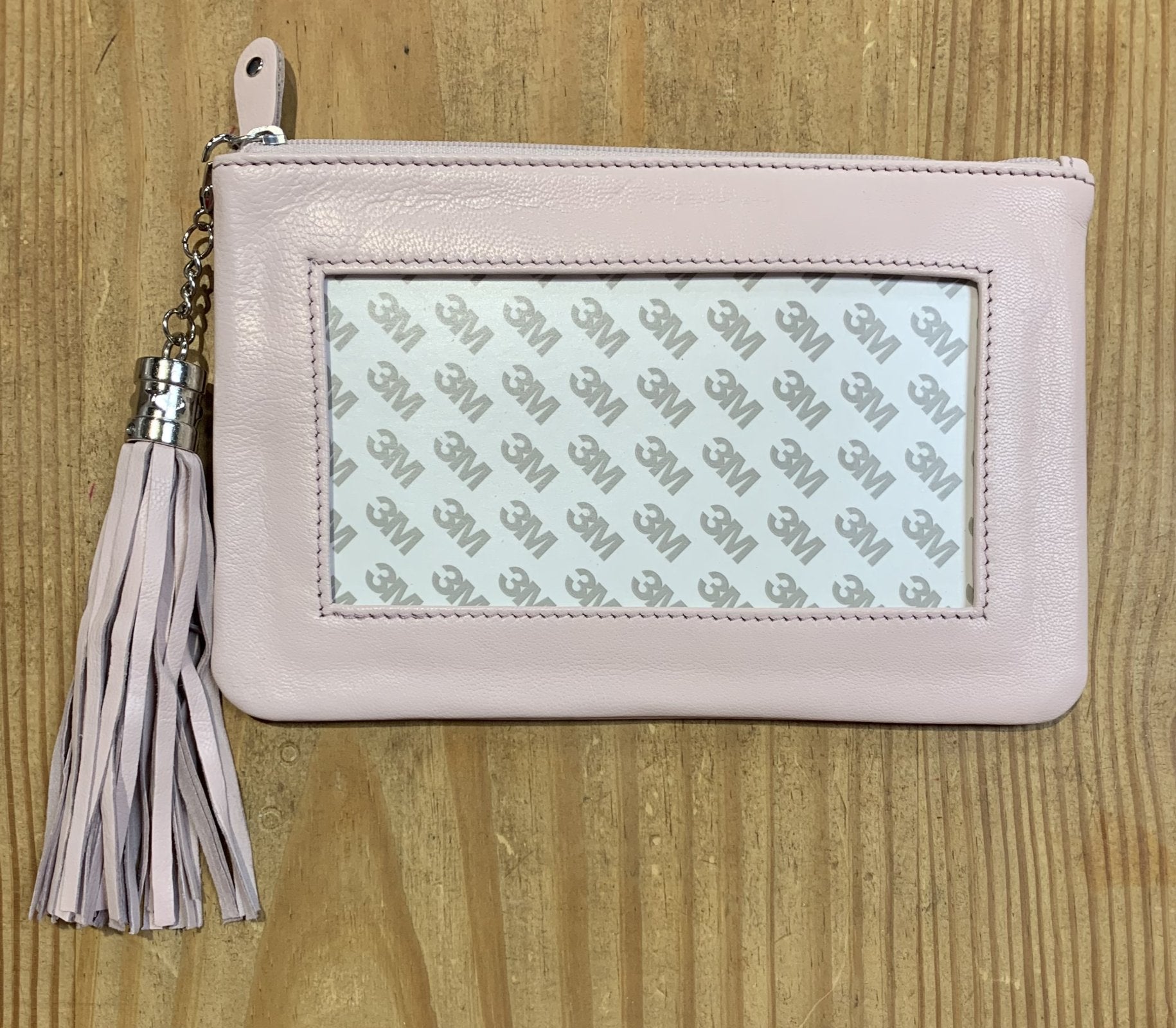 Lamb Skin Zip Pouch w/ Detachable Tassel - Light PInk
