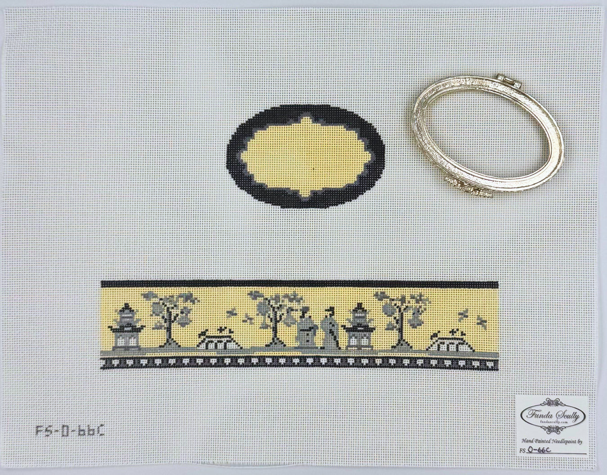Black and Cream Oval Hinged Box