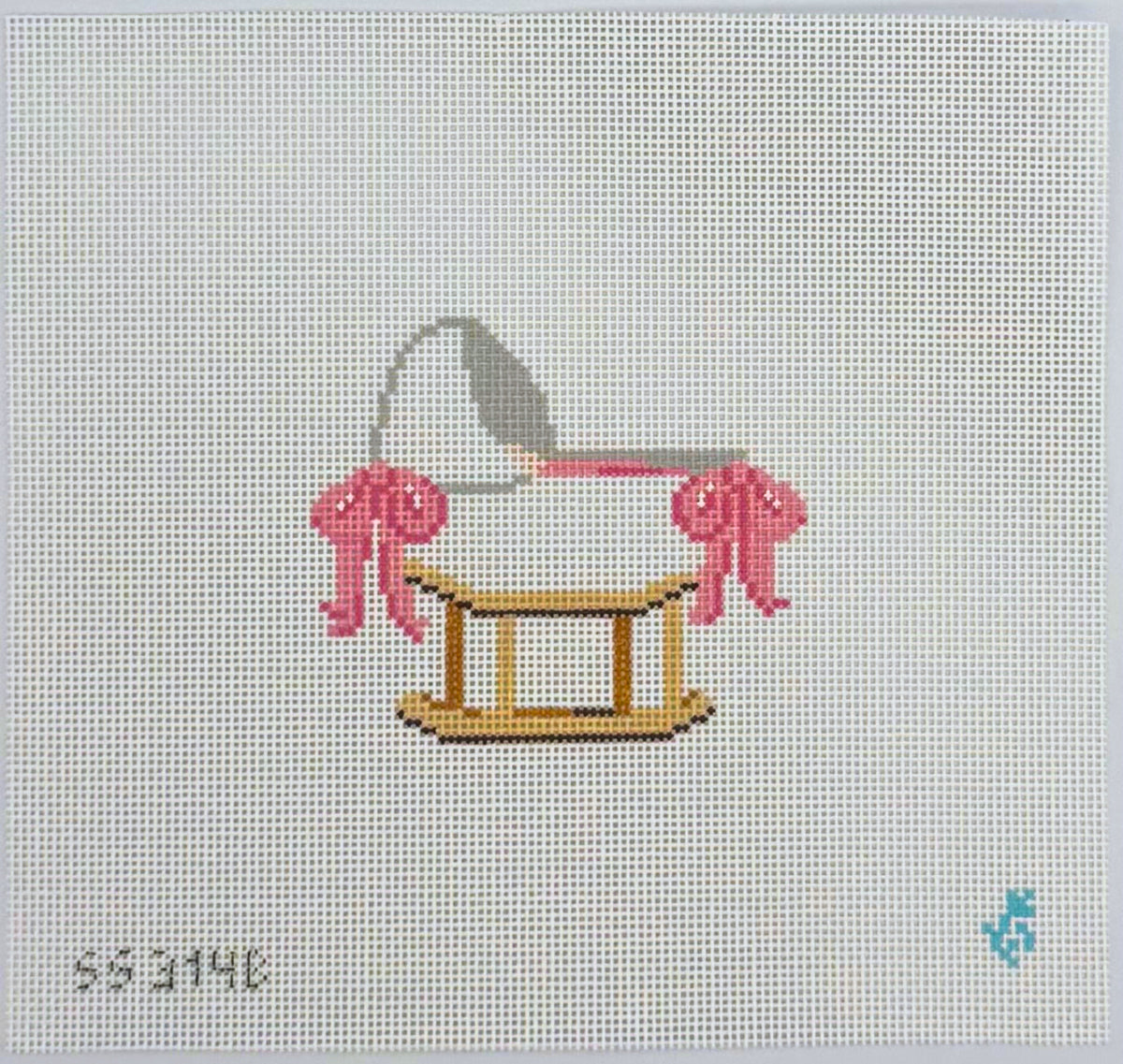 Baby Bassinet with Bows - Pink
