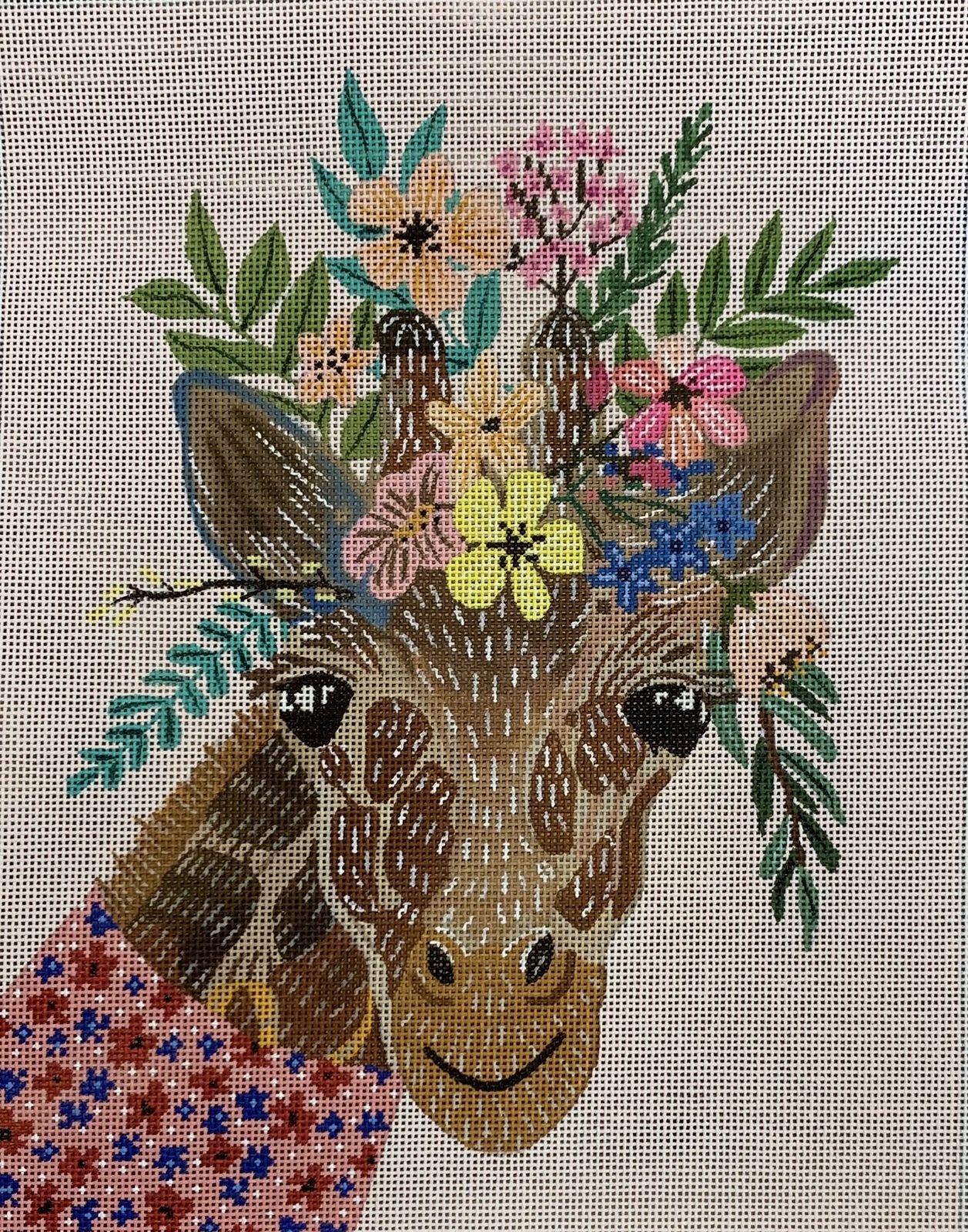 Mia Charro Giraffe in Pink Dress w/Flowers on Pink