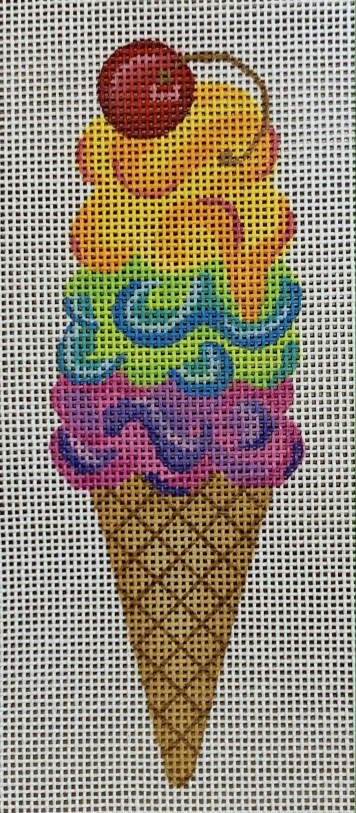 Mini Sweet Treat - Rainbow Swirly Triple Scoop In Cone w/Cherry