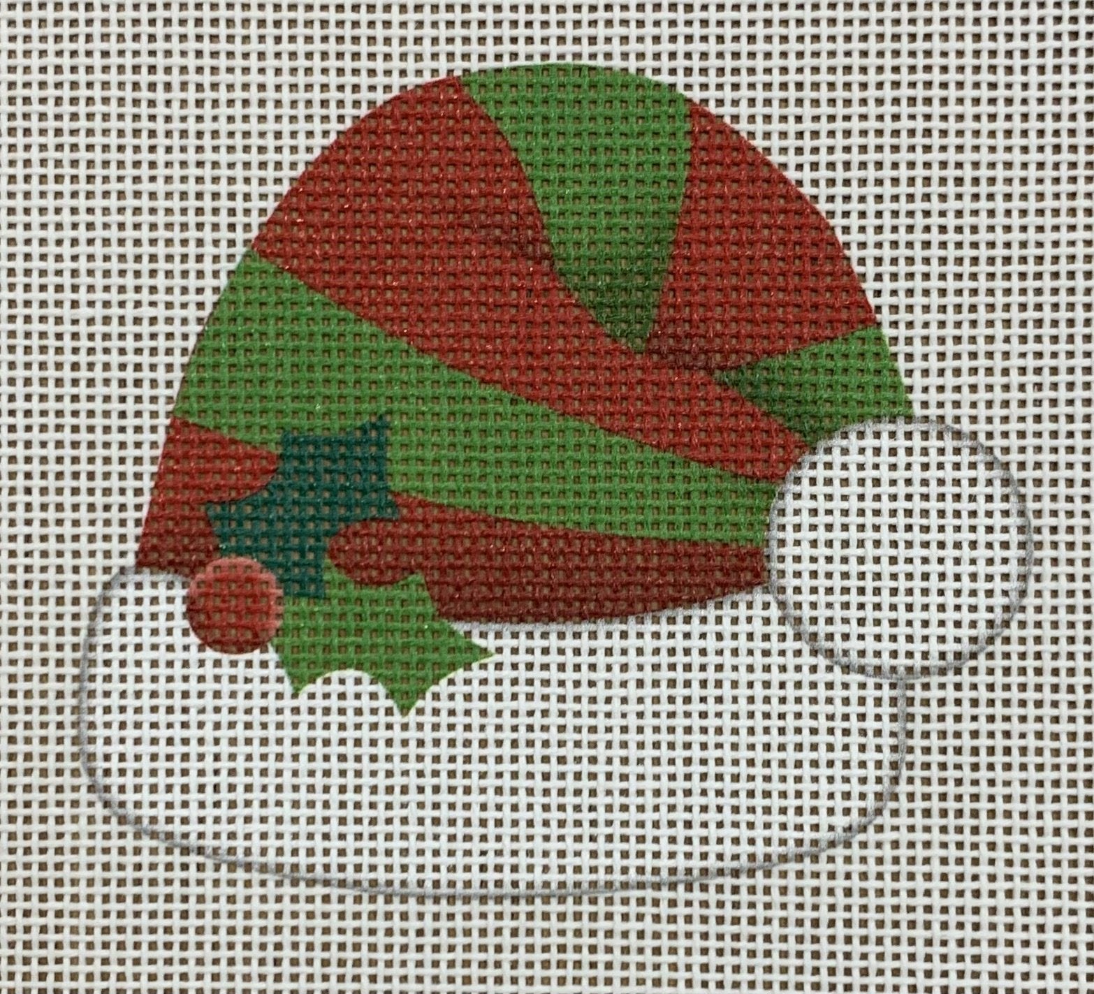 Red &amp; Green Striped Elf Hat