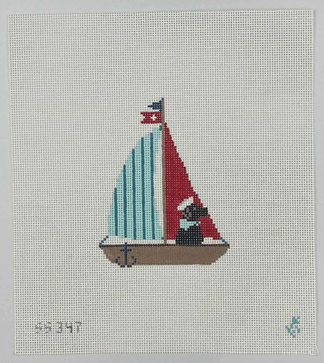 Black Labrador in Sailboat