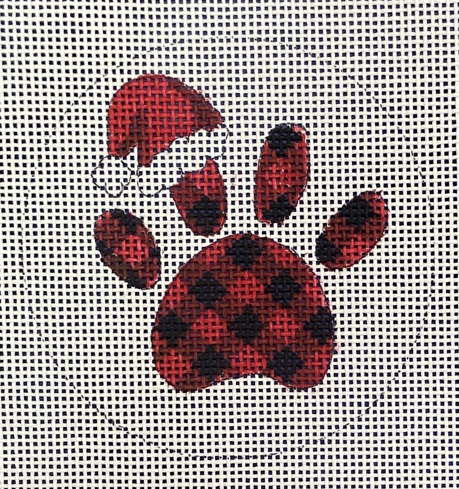 Plaid Dog Paw with Santa hat