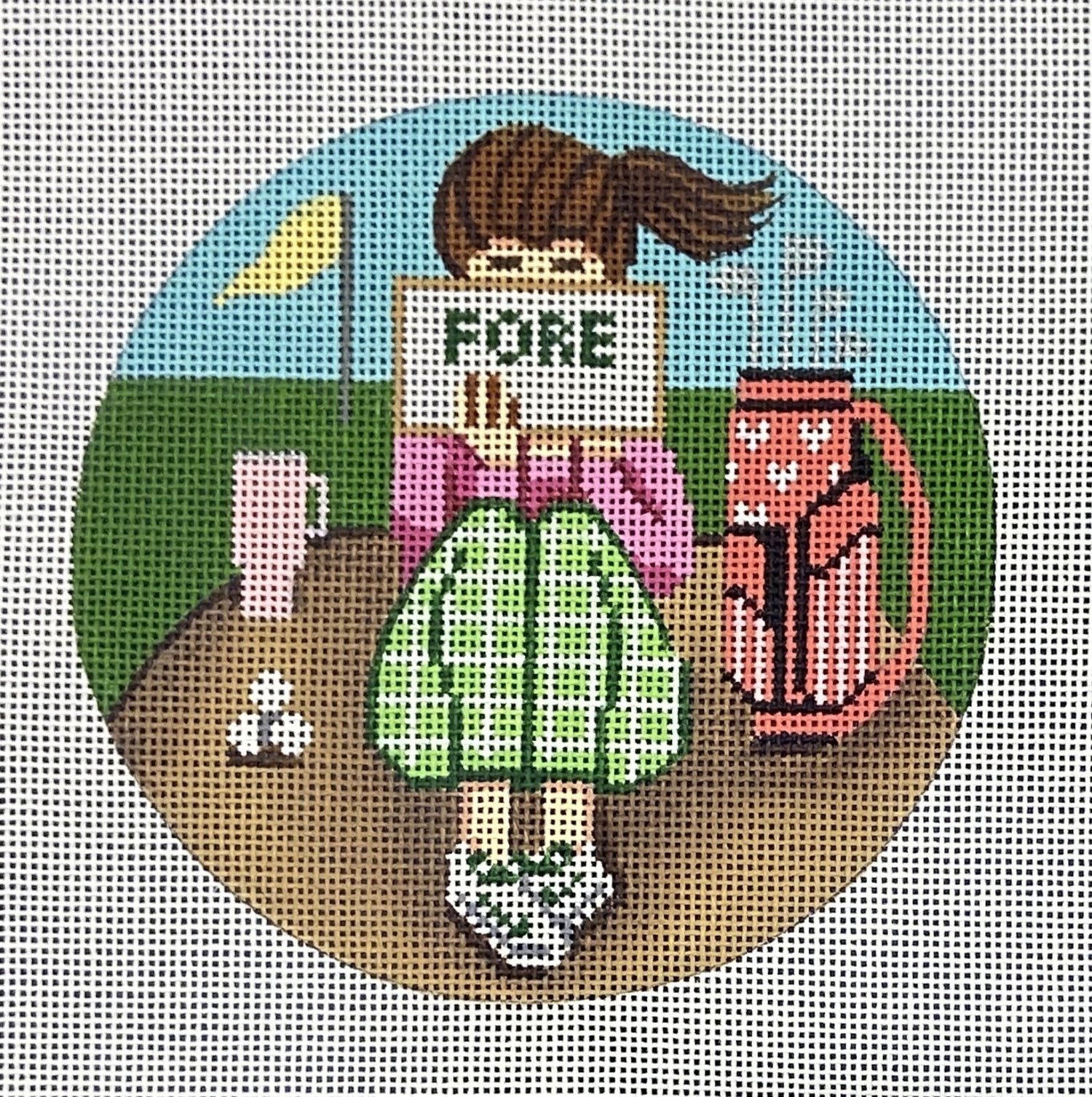 Stitching Girl Round - Fore