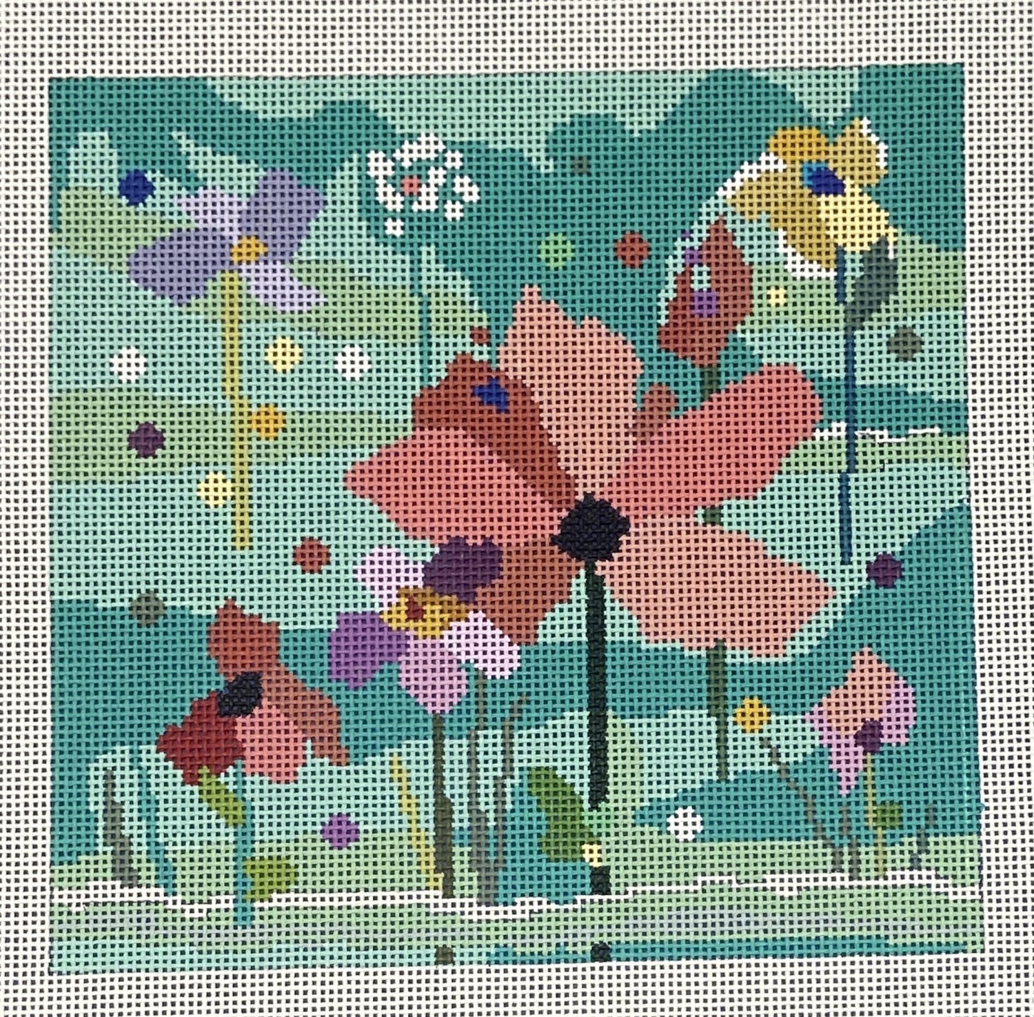 Flowers on Teal Background