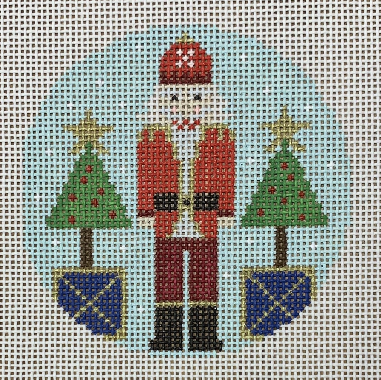 Blue Santa Nutcracker Round