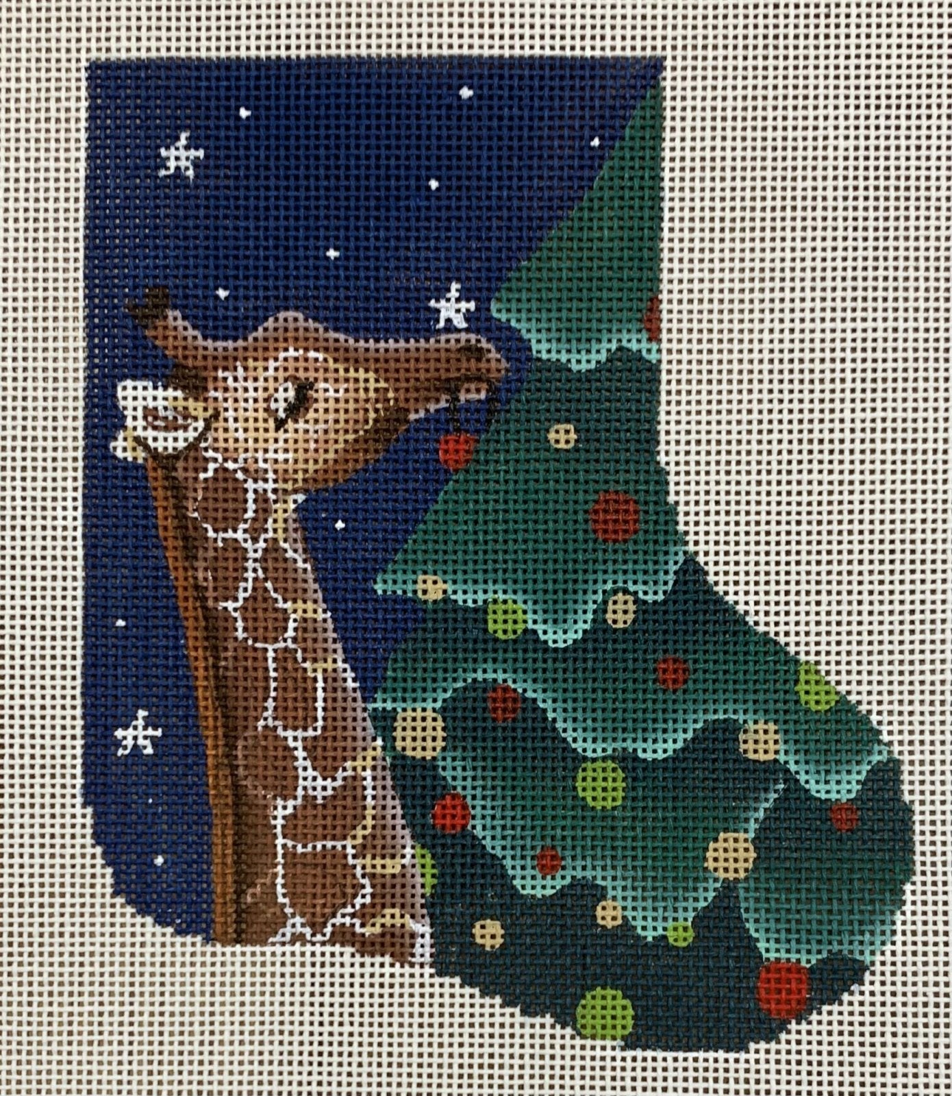 Giraffe Decorating Christmas Tree
