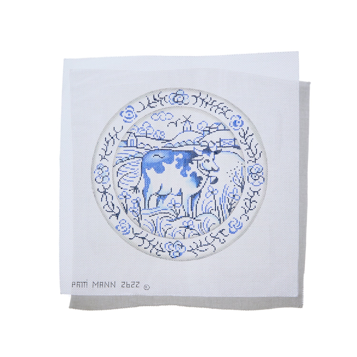 Blue &amp; White Plate - Cow