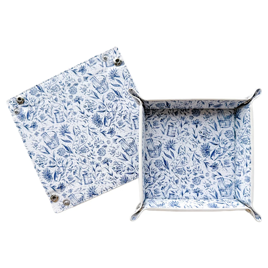 Needlepoint Print Valet Tray - Blue