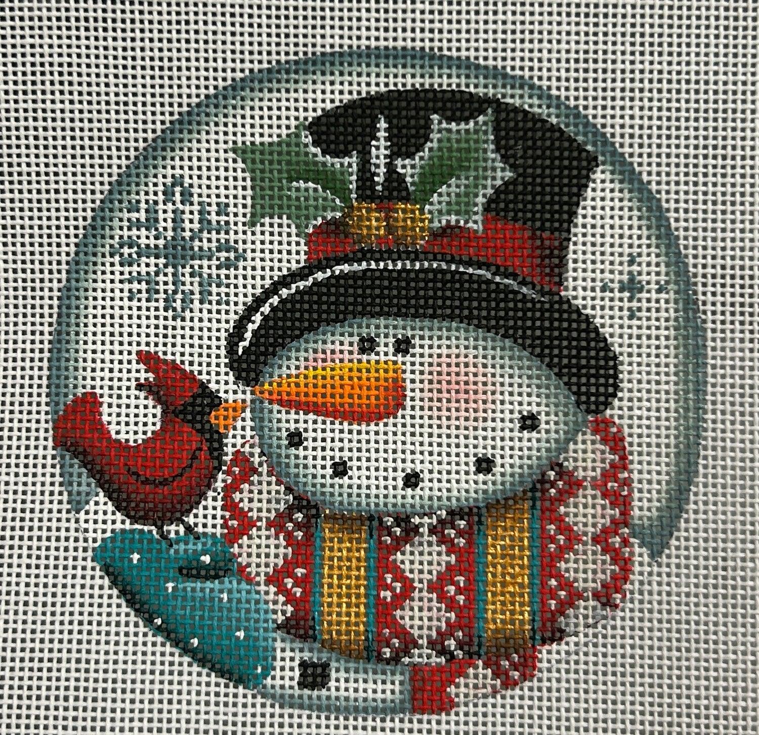 Snowman with Cardinal