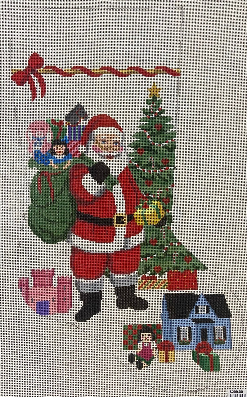 Santa Gifting Girl Toys Stocking