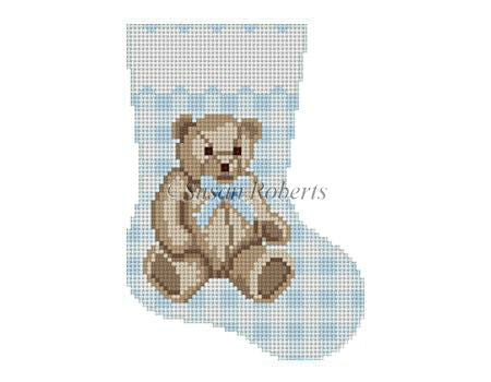 Gingham Teddy Blue Mini Stocking