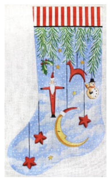 Primitive Ornament Stocking w/ Moon