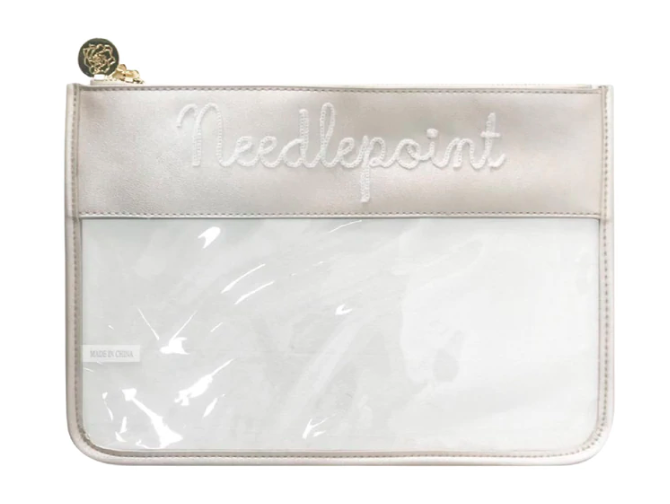 Needlepoint Clear Zip Pouch - Silver