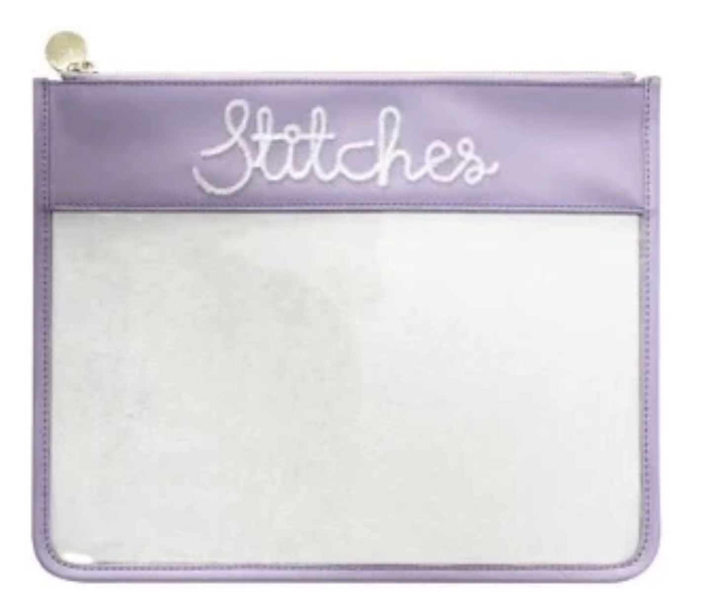 Large Stitches Clear Zipper Pouch - Purple