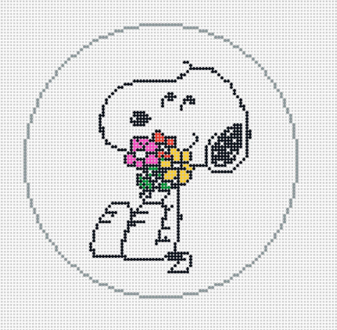 Snoopy Hugging Flowers