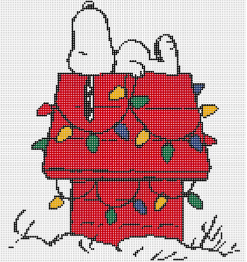 Snoopy on Lit Doghouse Canvas