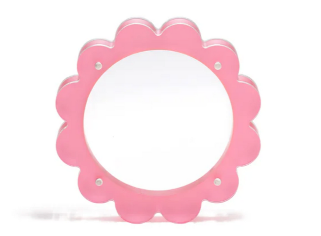 Scallop Acrylic Frame - 4" Circle - Pink