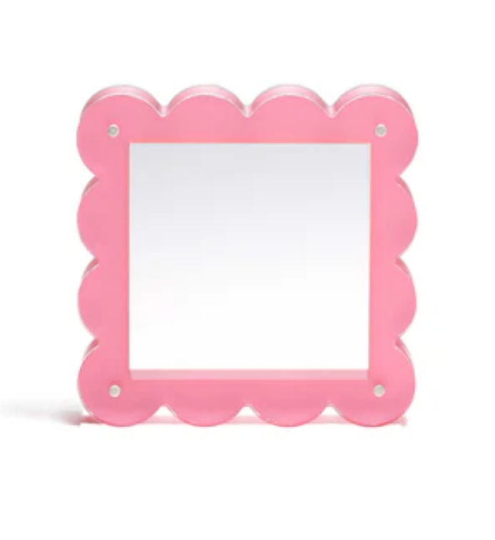 Scallop Acrylic Frame - 4" Square - Pink