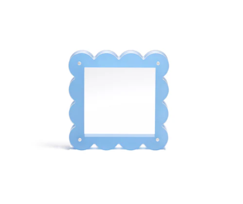Scallop Acrylic Frame - 4" Square - Blue
