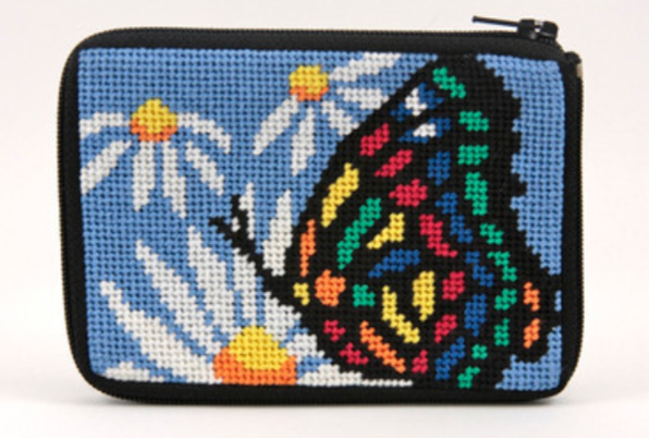 Stitch &amp; Zip Butterfly &amp; Daisies Coin/Credit Card Case