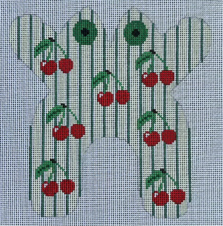 Frog - Cherries on Green Stripes