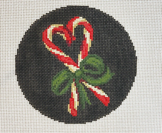 Vintage Velvet Bow Round - Candy Cane