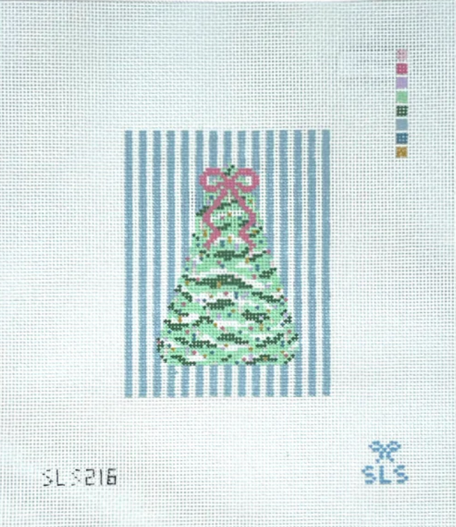 Pastel Christmas - Tree with Blue Stripes